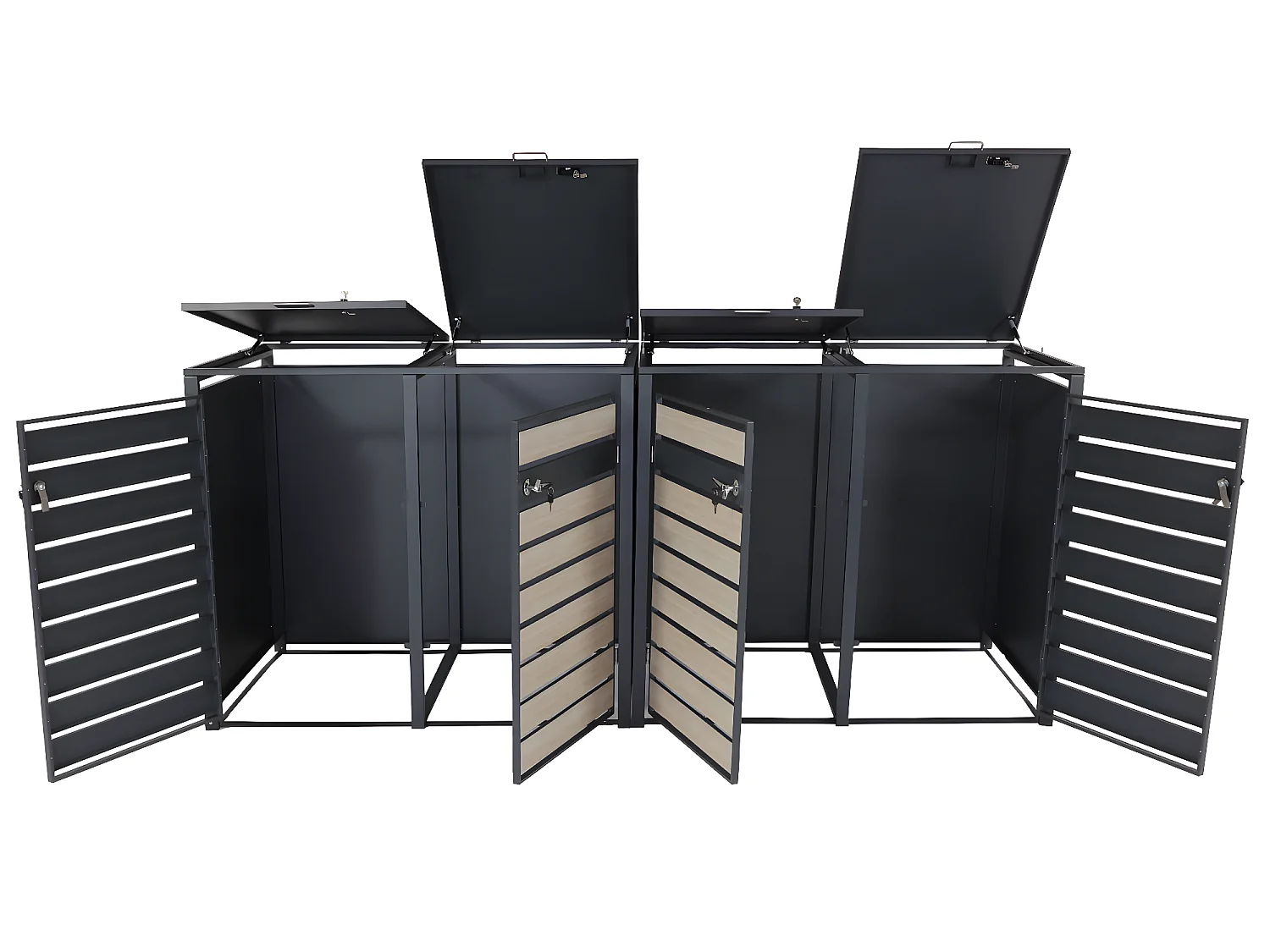 XL Mülltonnenverkleidung MCW-J81 4er/8er, Buche-Holzoptik hellbraun