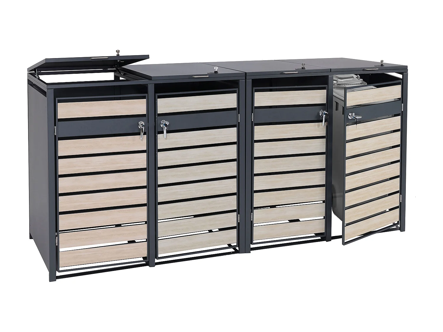 XL bin cover MCW-J81 (set of 4 or 8),  light brown beech wood effect