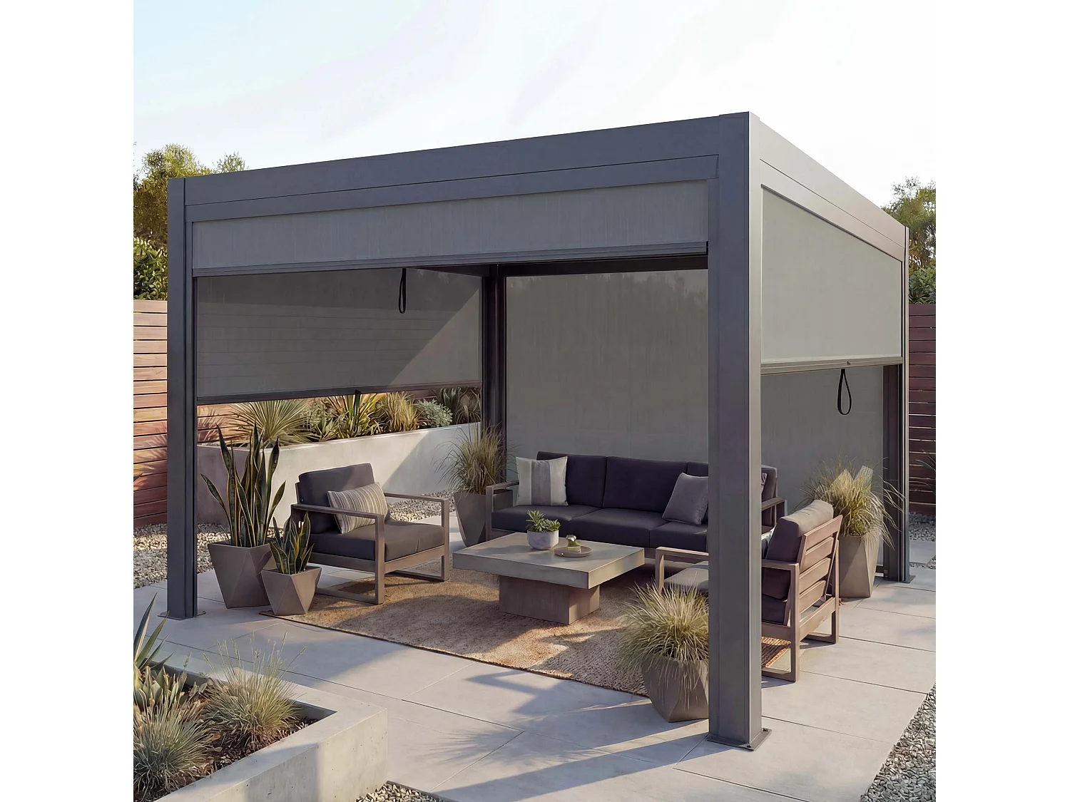 Pergola MCW-L46 mit Seitenwand, Anthrazit