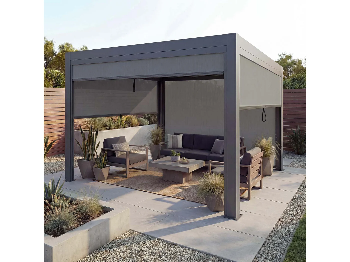 Pergola MCW-L46 mit Seitenwand, Anthrazit