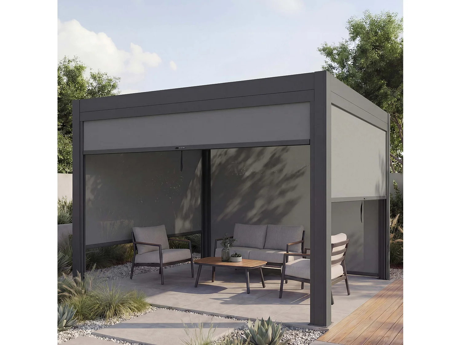 Pergola MCW-L46 z ścianką boczną,  antracyt