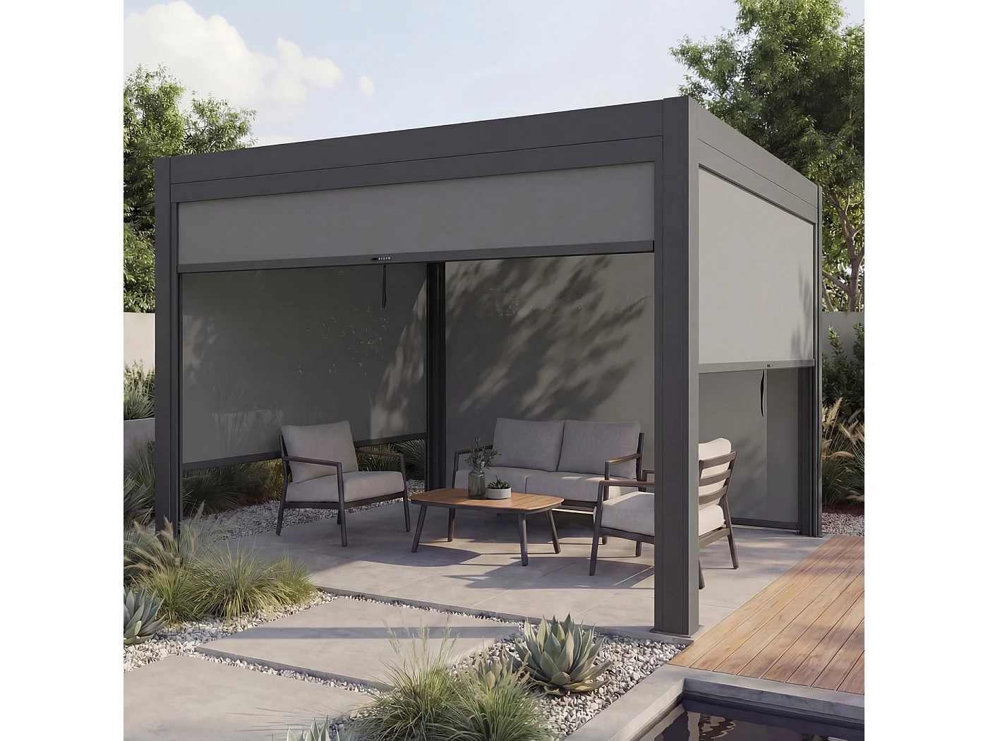 Pergola MCW-L46 z ścianką boczną,  antracyt