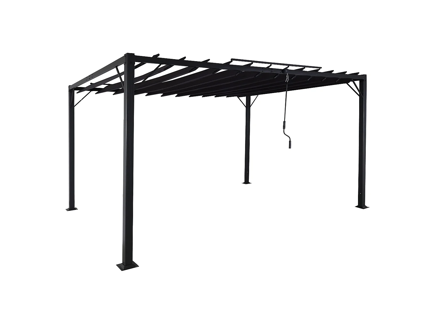 Pergola MCW-L40, Garten Lamellen-Pavillon Terrassenüberdachung, 8cm-Alu-Gestell Stoff/Textil, 3x4m anthrazit