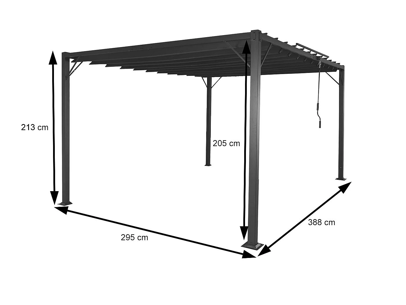 Pergola MCW-L40, Garten Lamellen-Pavillon Terrassenüberdachung, 8cm-Alu-Gestell Stoff/Textil, 3x4m anthrazit