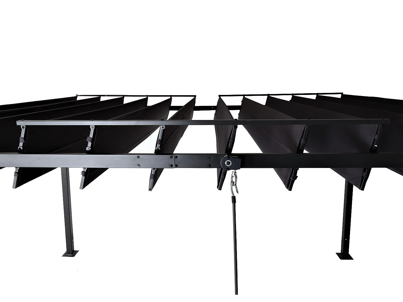 Pergola MCW-L40, Garten Lamellen-Pavillon Terrassenüberdachung, 8cm-Alu-Gestell Stoff/Textil, 3x4m anthrazit