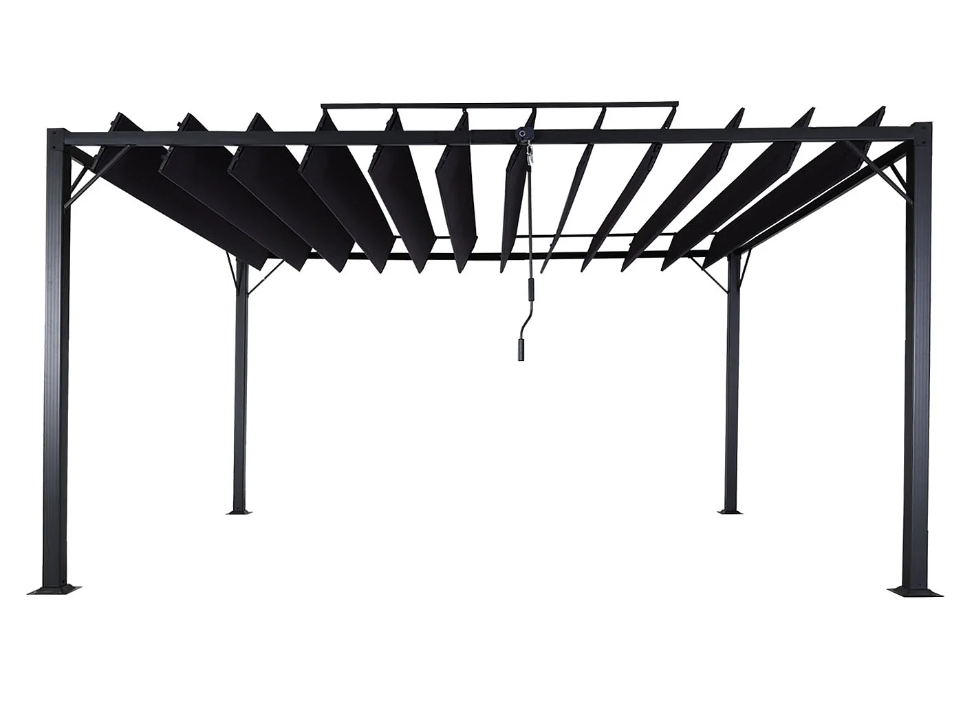 Pergola MCW-L40, Garten Lamellen-Pavillon Terrassenüberdachung, 8cm-Alu-Gestell Stoff/Textil, 3x4m anthrazit
