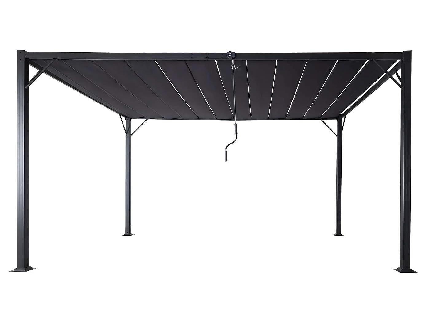 Pergola MCW-L40, Garten Lamellen-Pavillon Terrassenüberdachung, 8cm-Alu-Gestell Stoff/Textil, 3x4m anthrazit
