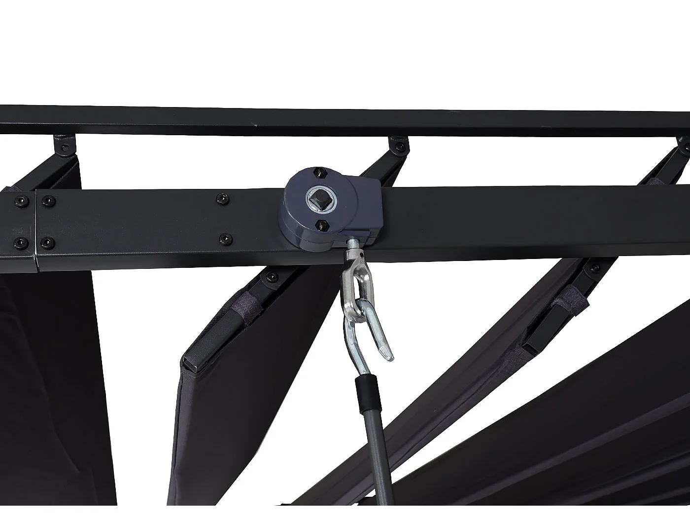 Pergola MCW-L40, Garten Lamellen-Pavillon Terrassenüberdachung, 8cm-Alu-Gestell Stoff/Textil, 3x3m anthrazit