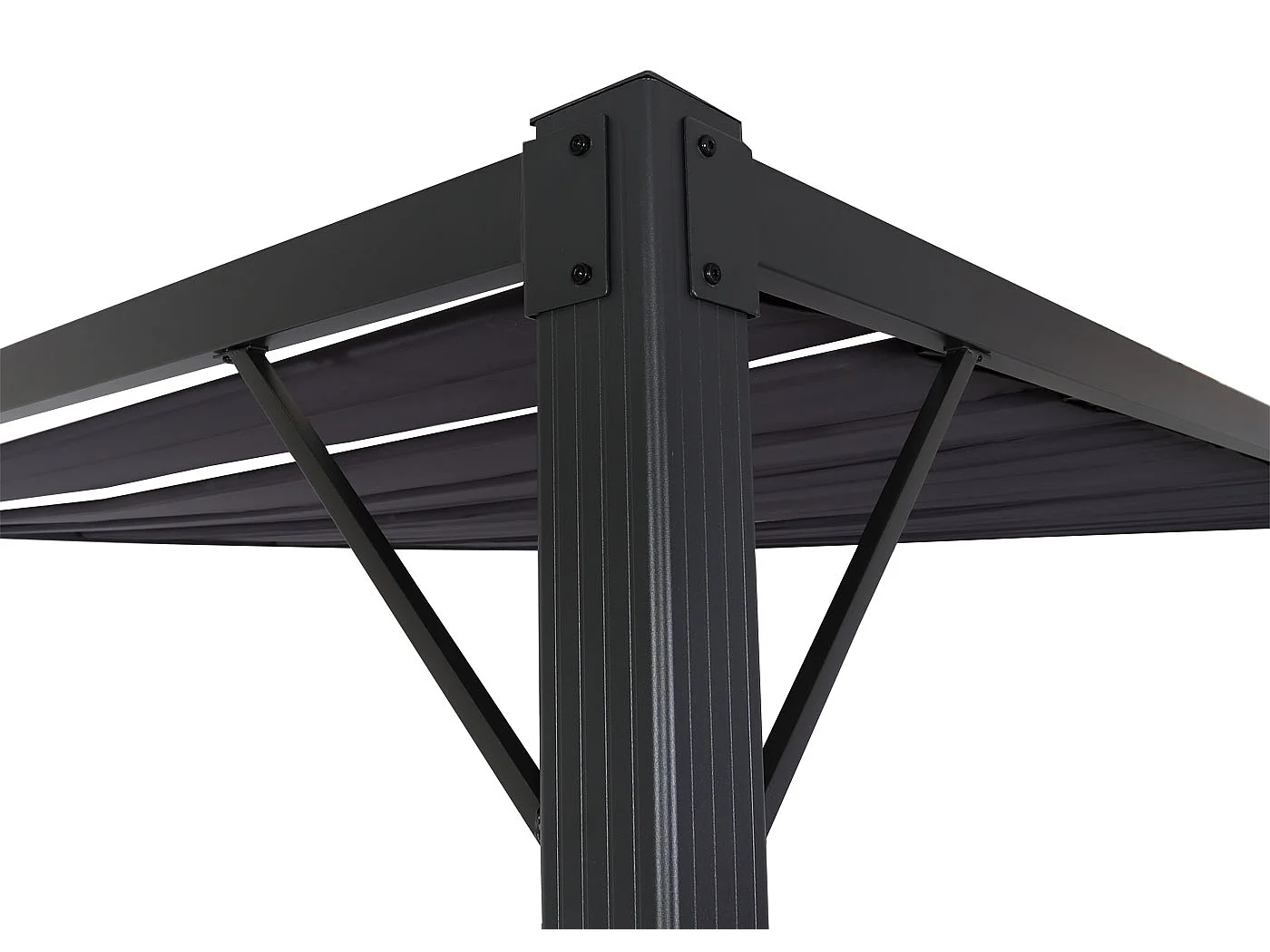 Pergola MCW-L40, Garten Lamellen-Pavillon Terrassenüberdachung, 8cm-Alu-Gestell Stoff/Textil, 3x3m anthrazit