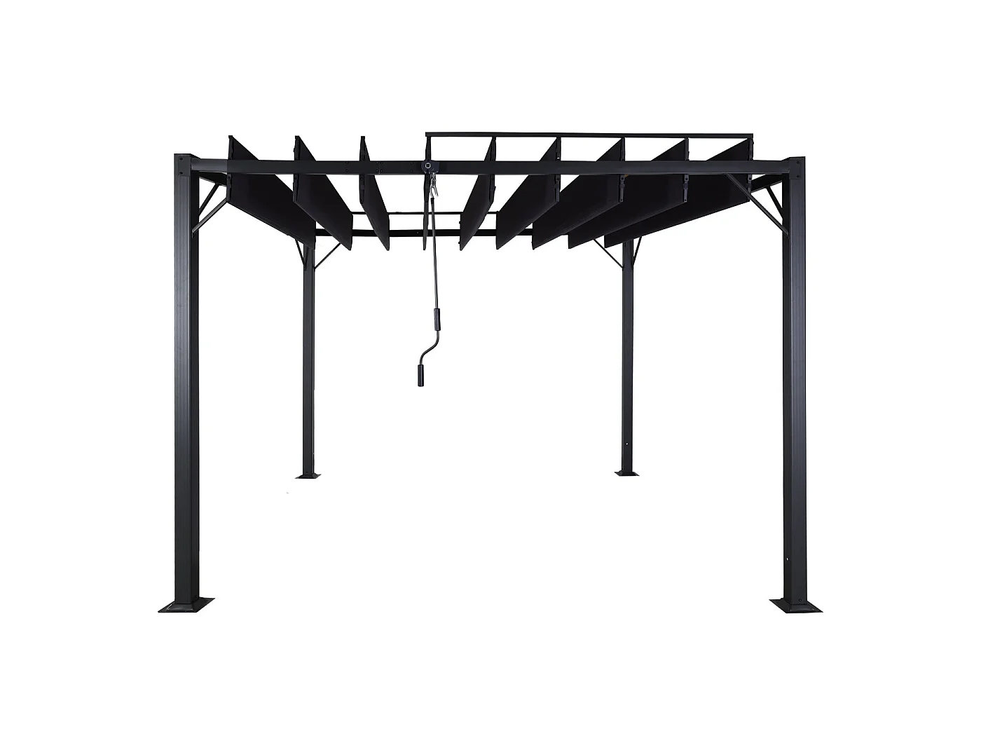 Pergola MCW-L40, Garten Lamellen-Pavillon Terrassenüberdachung, 8cm-Alu-Gestell Stoff/Textil, 3x3m anthrazit