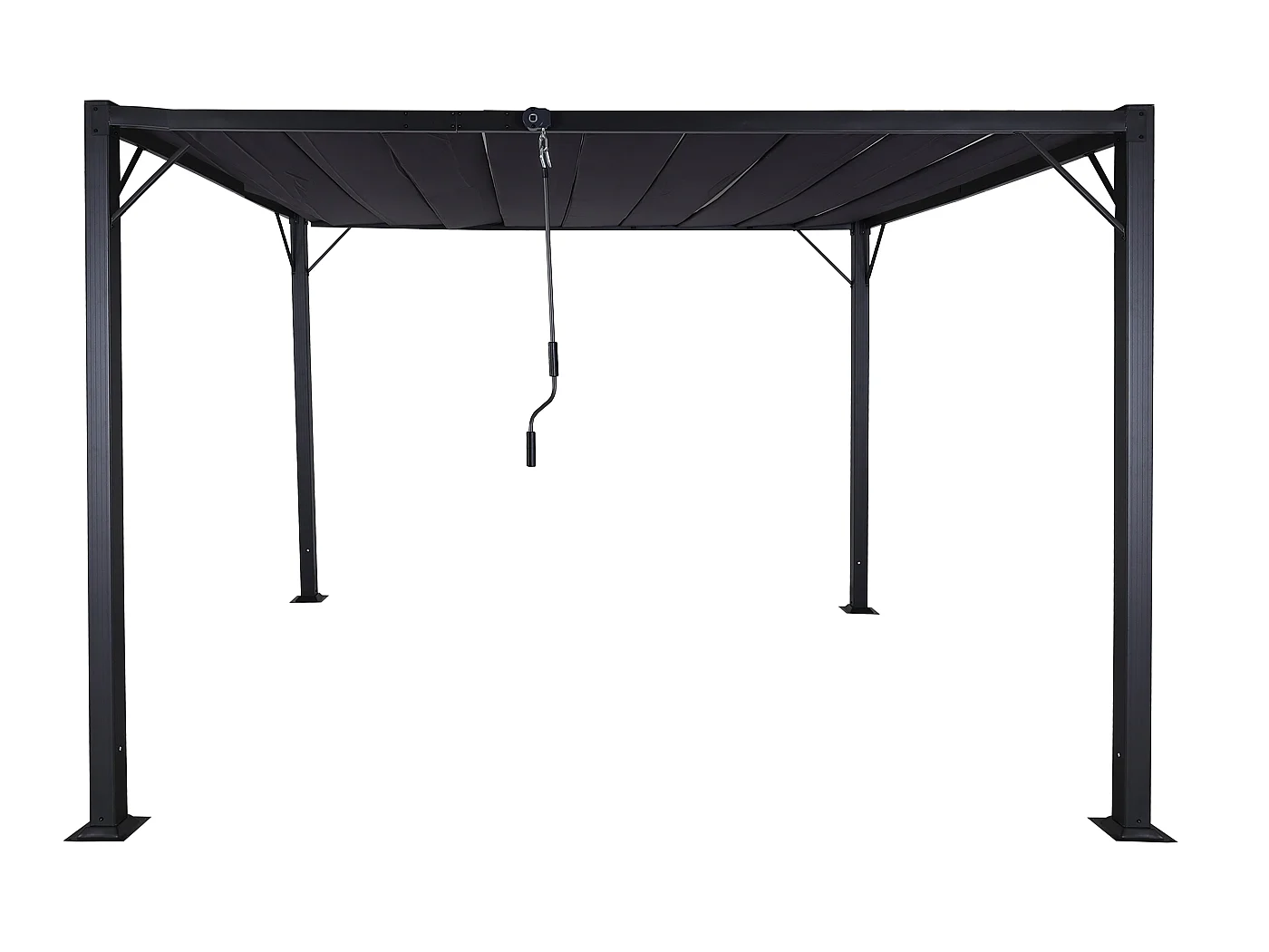 Pergola MCW-L40, Garten Lamellen-Pavillon Terrassenüberdachung, 8cm-Alu-Gestell Stoff/Textil, 3x3m anthrazit