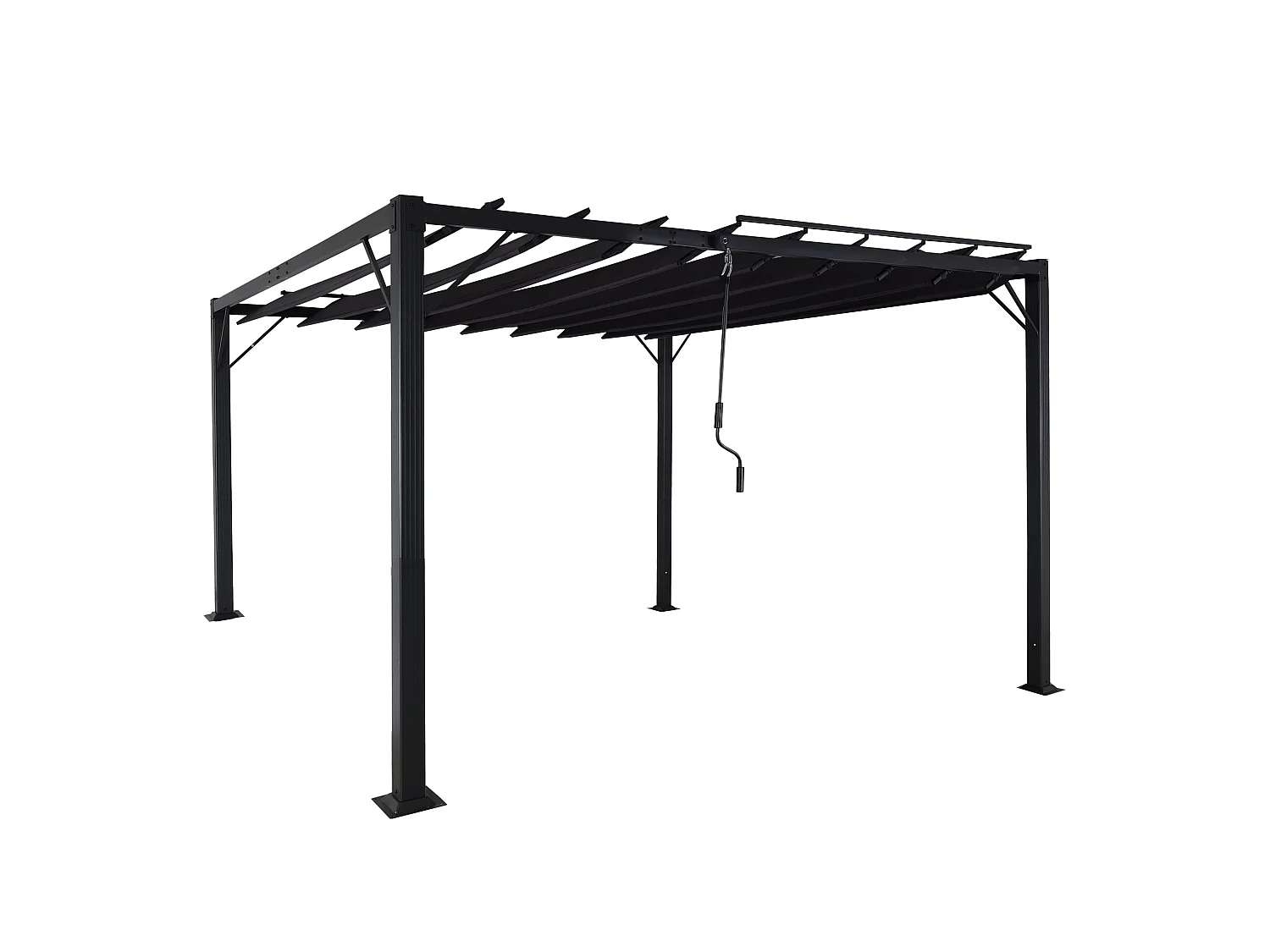 Pergola MCW-L40, Garten Lamellen-Pavillon Terrassenüberdachung, 8cm-Alu-Gestell Stoff/Textil, 3x3m anthrazit