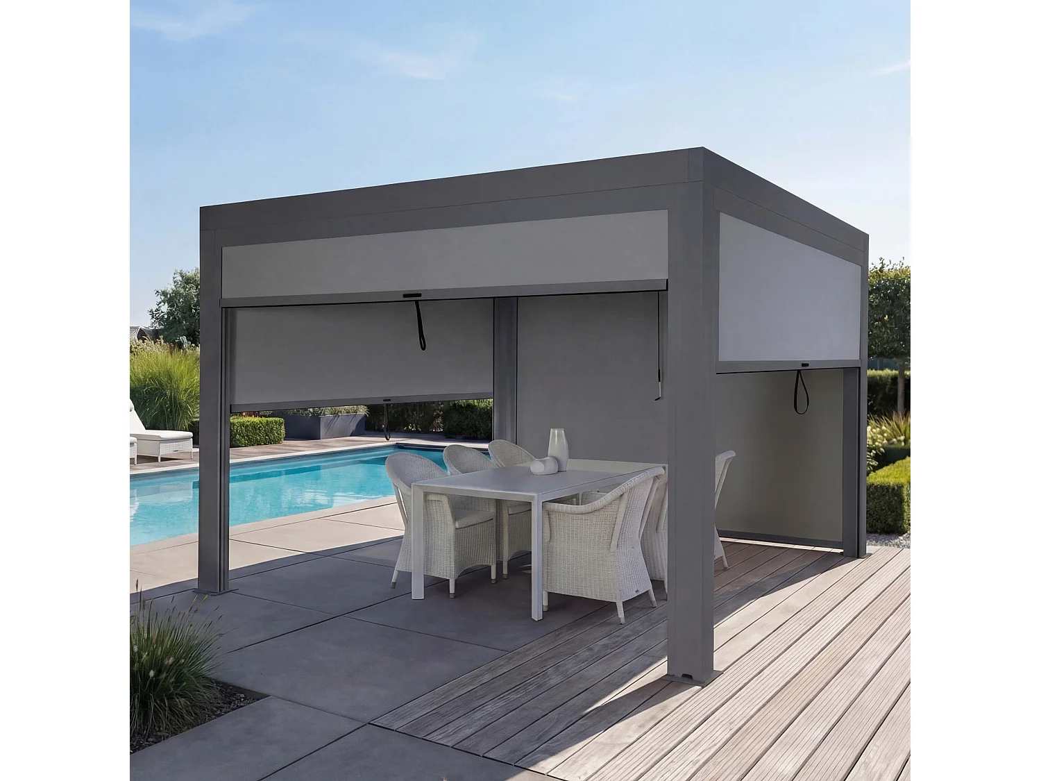 Pergola MCW-L46 mit Seitenwand, Anthrazit