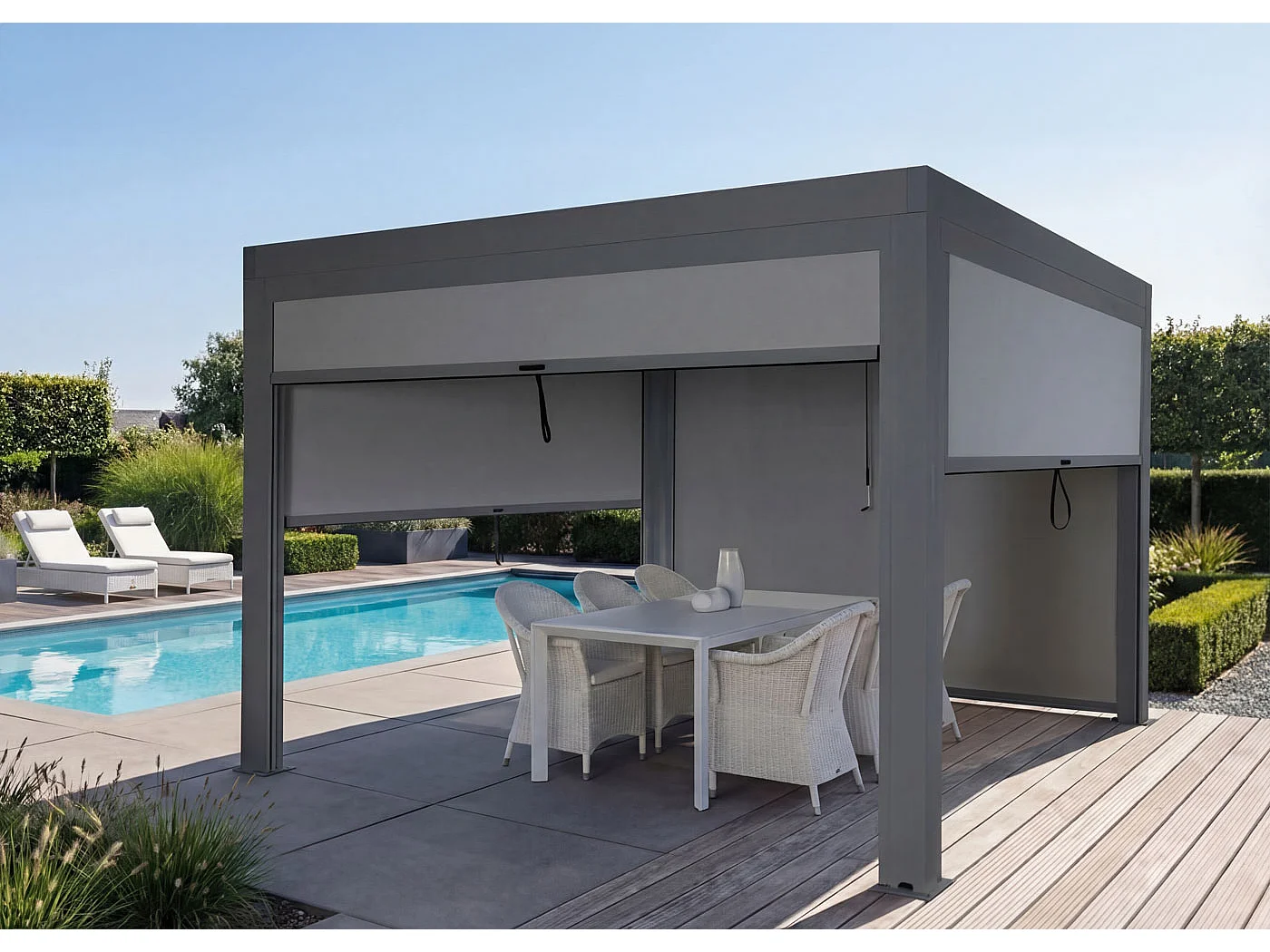 Pergola MCW-L46 mit Seitenwand, Anthrazit