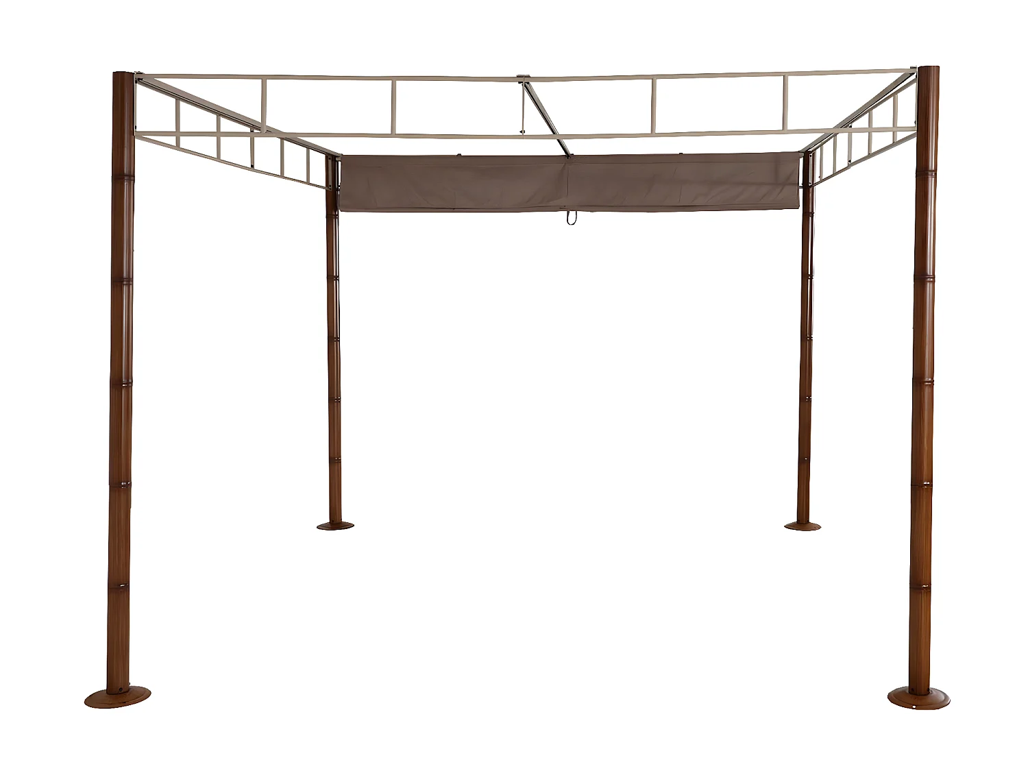Gazebo pergola regolabile baldacchino moderno elegante giardino MCW-L42 acciaio effetto legno bambù 3x3m taupe marrone