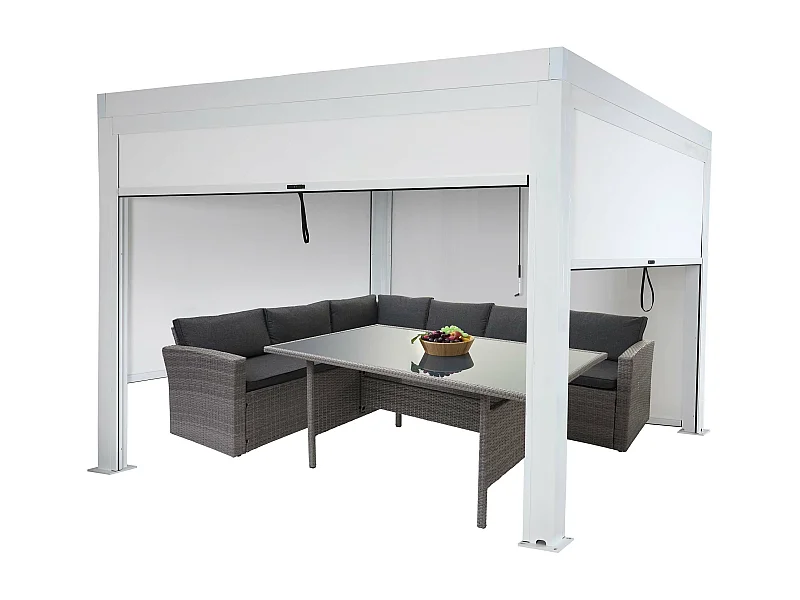 Pergola MCW-L46 mit Seitenwand, Weiß