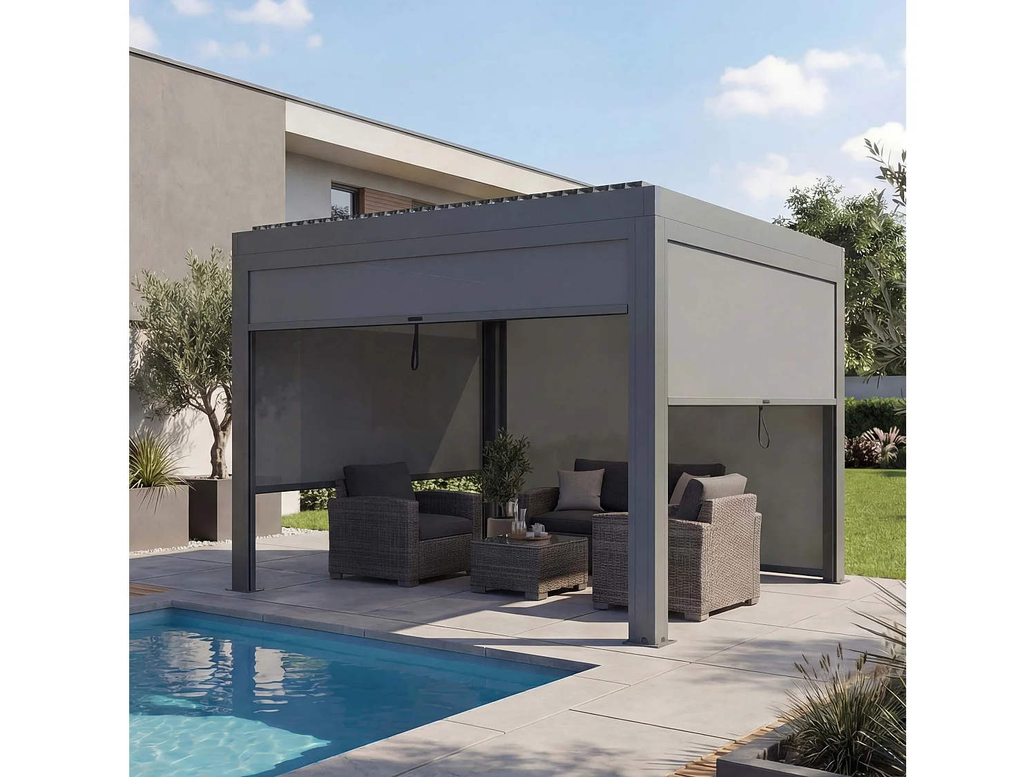 Pergola MCW-L46 z ścianką boczną,  antracyt