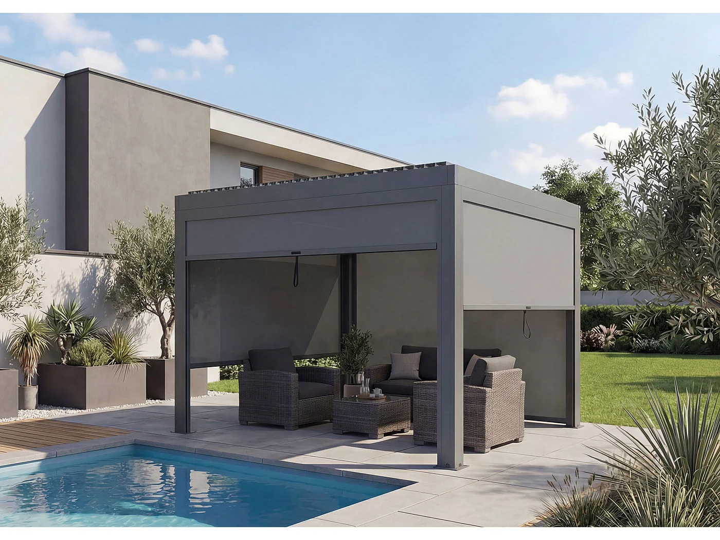 Pergola MCW-L46 z ścianką boczną,  antracyt