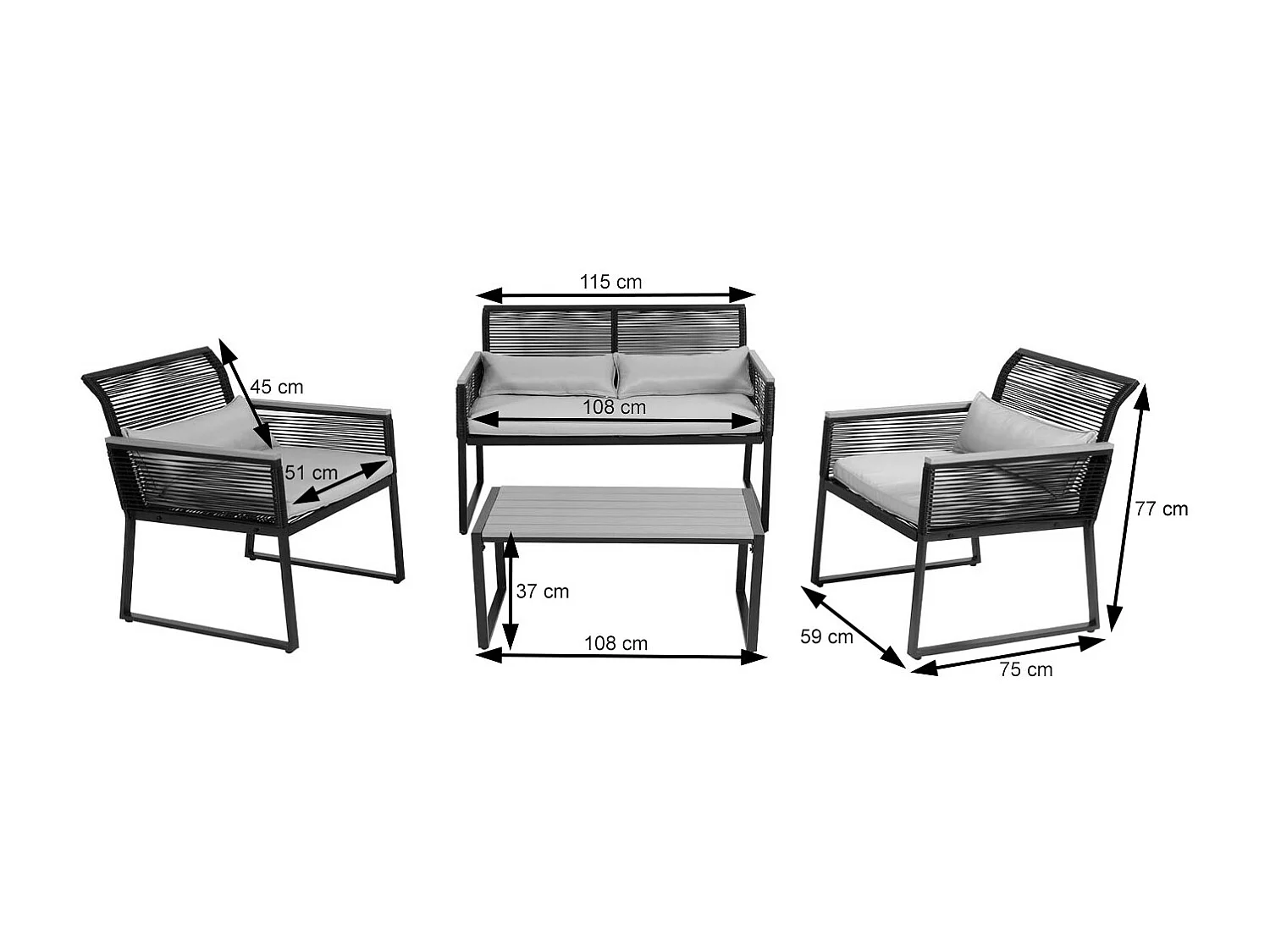 Zestaw ogrodowy MCW-K42 (zestaw 4 sztuk)