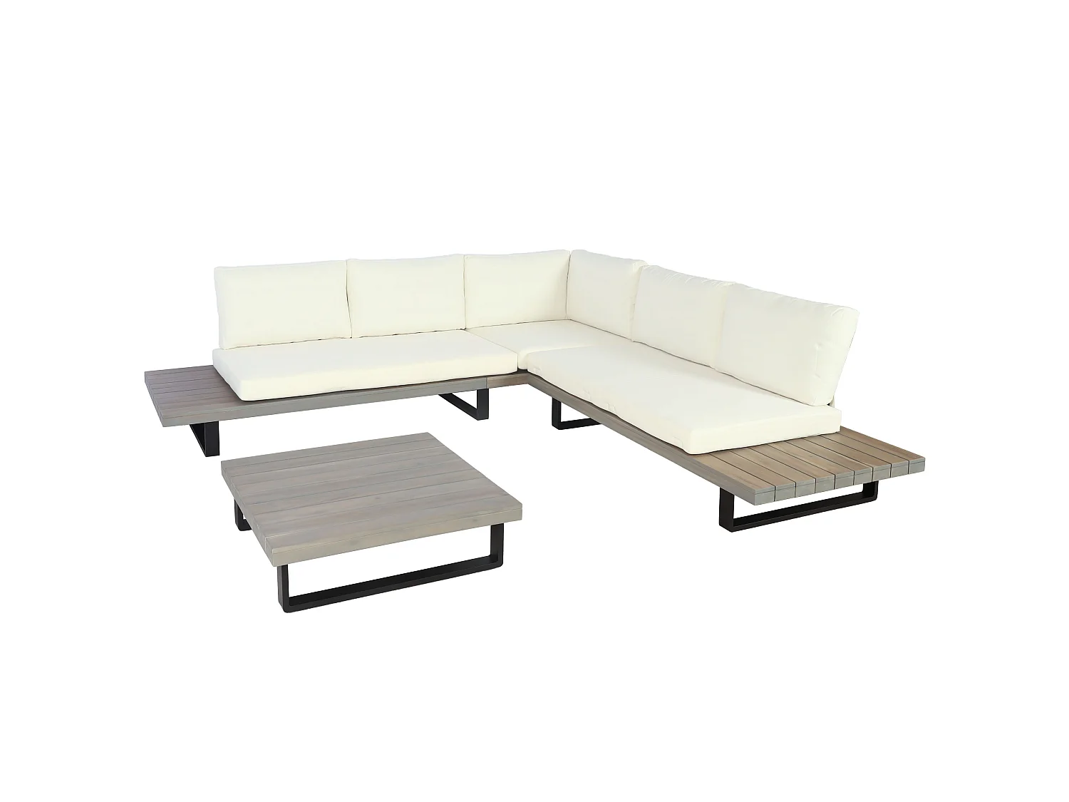 Tuinset MCW-H54 (set van 2),  grijs, bekleding crème wit