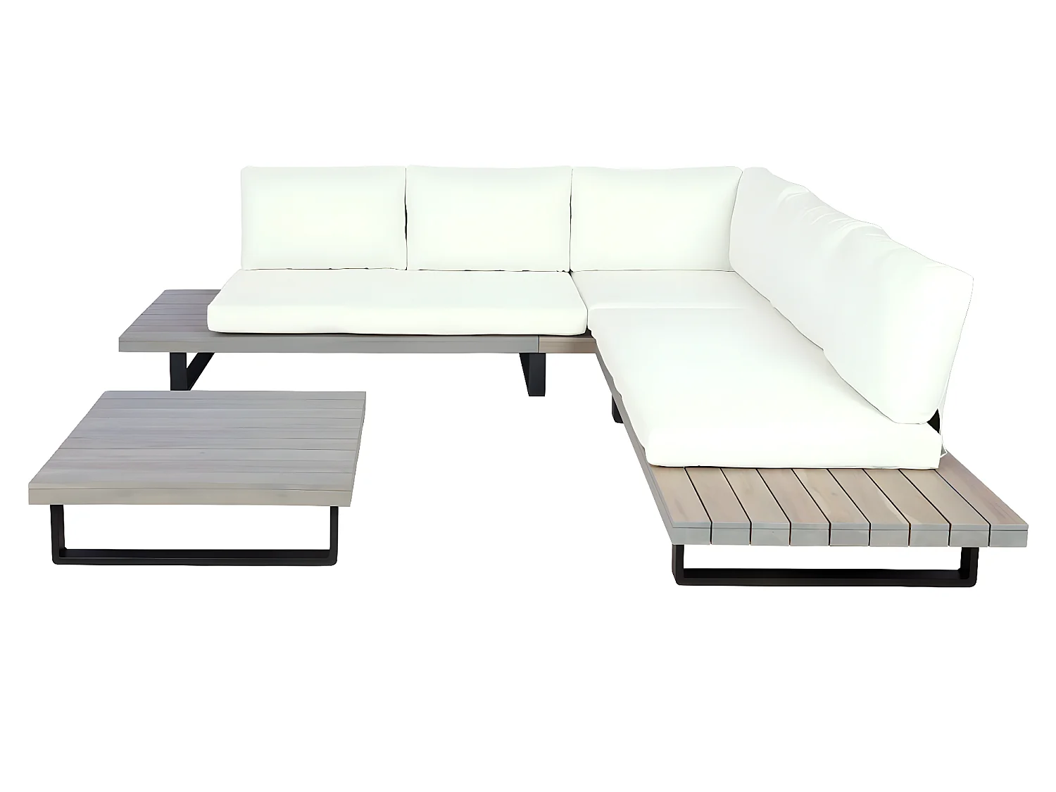 Tuinset MCW-H54 (set van 2),  grijs, bekleding crème wit