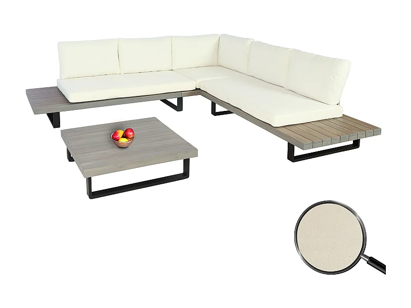 Garten-Garnitur MCW-H54 (2er-Set), Grau, Polster cremeweiß