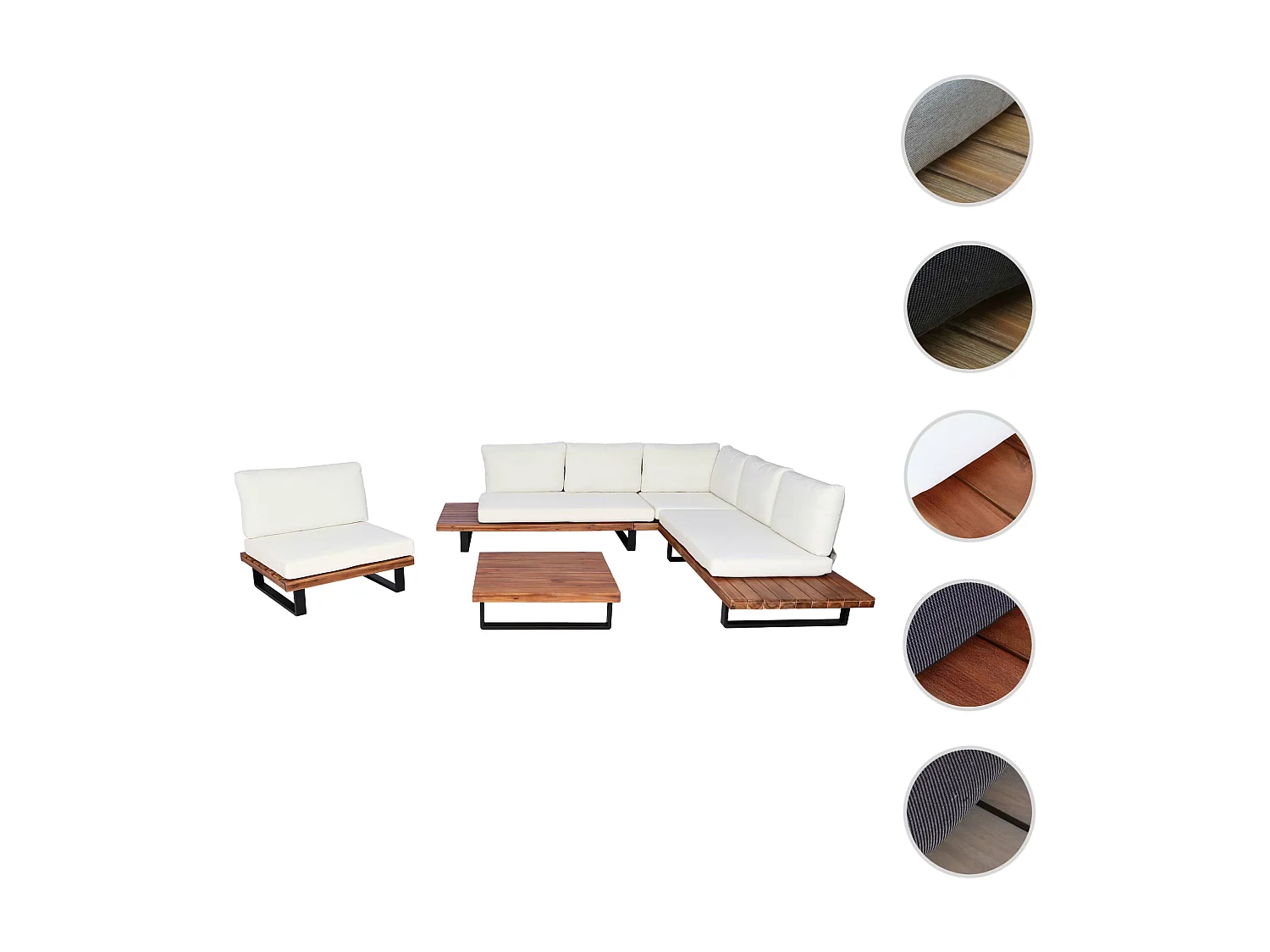 Tuinset MCW-H54 (set van 4),  bruin, bekleding crème wit