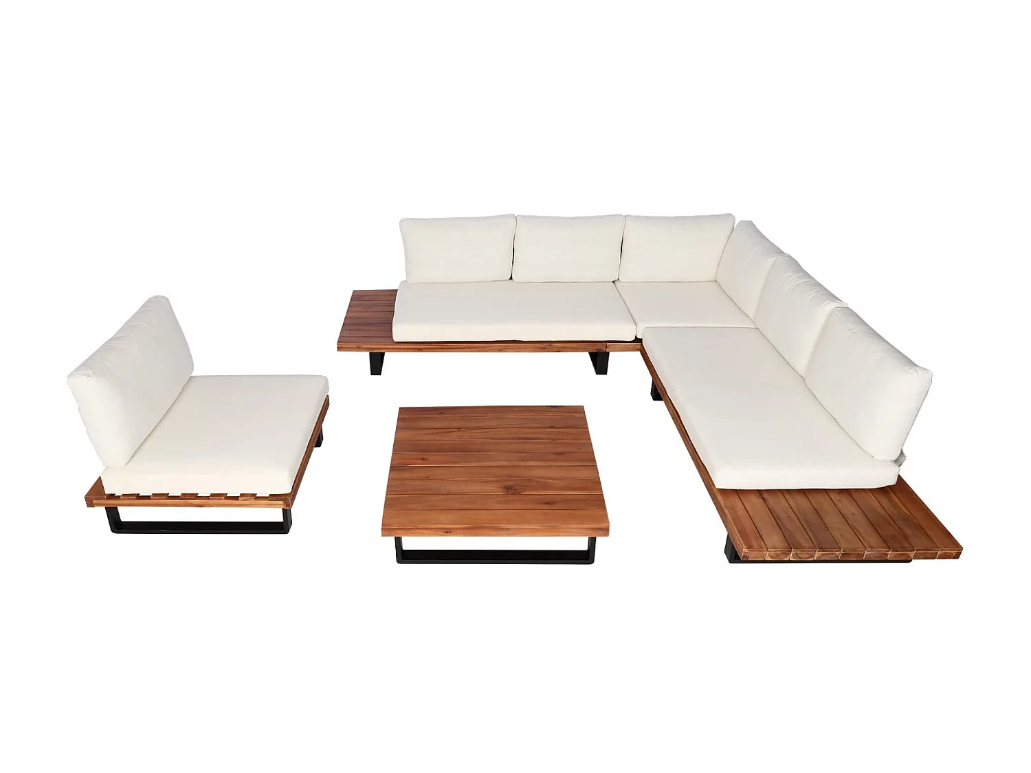Conjunto de jardim MCW-H54 (conjunto de 4),  castanho, estofos creme branco