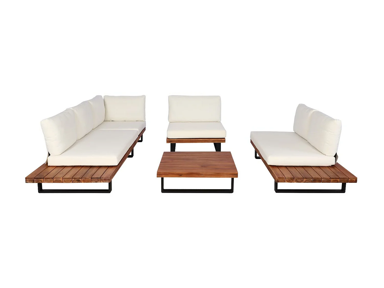 Conjunto de jardim MCW-H54 (conjunto de 4),  castanho, estofos creme branco