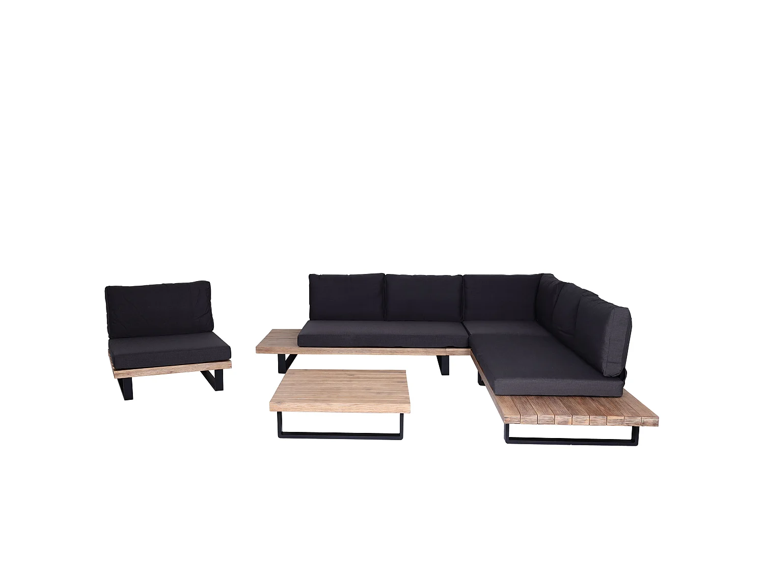 Zestaw ogrodowy MCW-H54 (zestaw 4 sztuk),  jasnobrązowa, ciemnoszara tapicerka