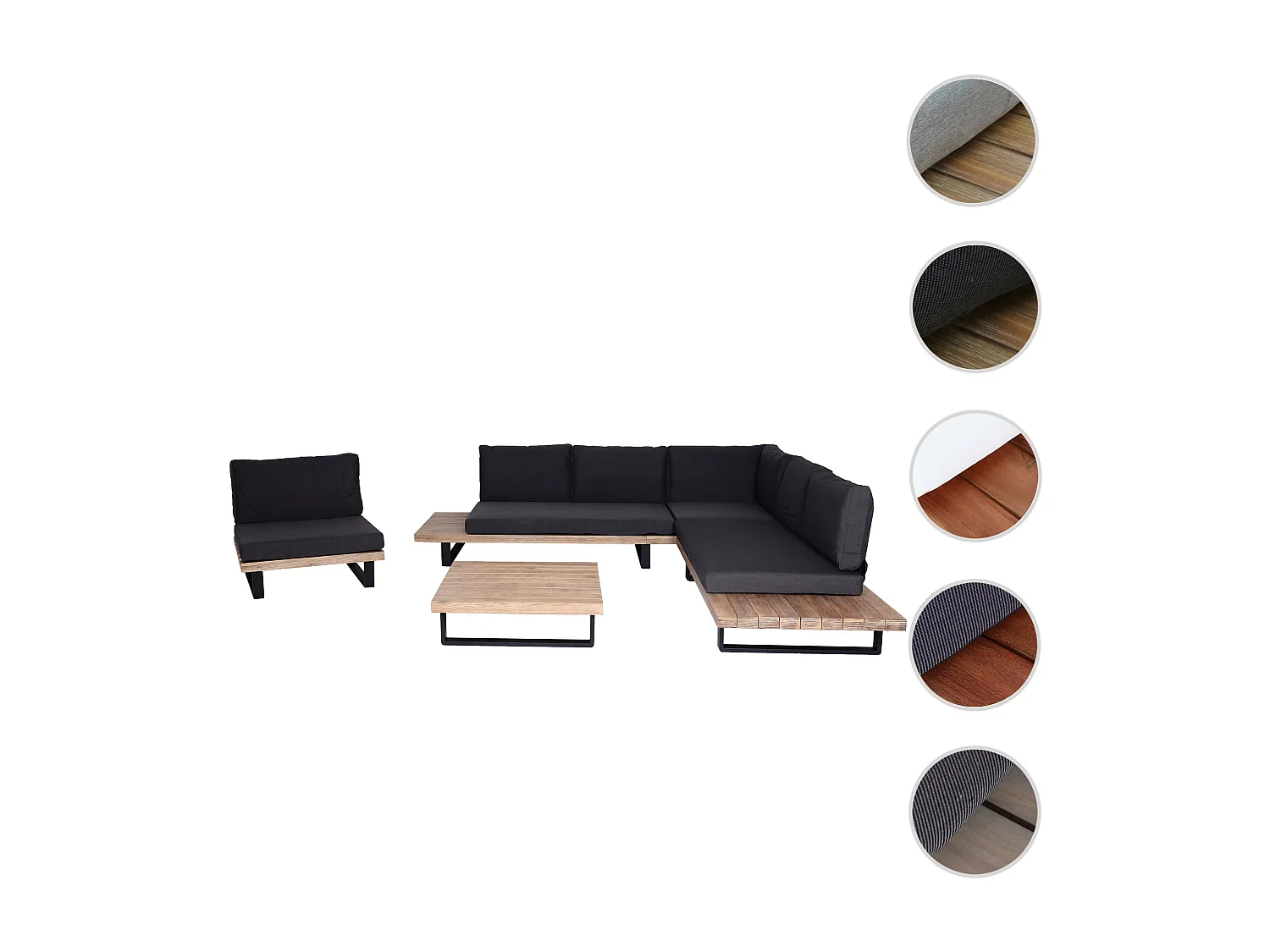 Zestaw ogrodowy MCW-H54 (zestaw 4 sztuk),  jasnobrązowa, ciemnoszara tapicerka