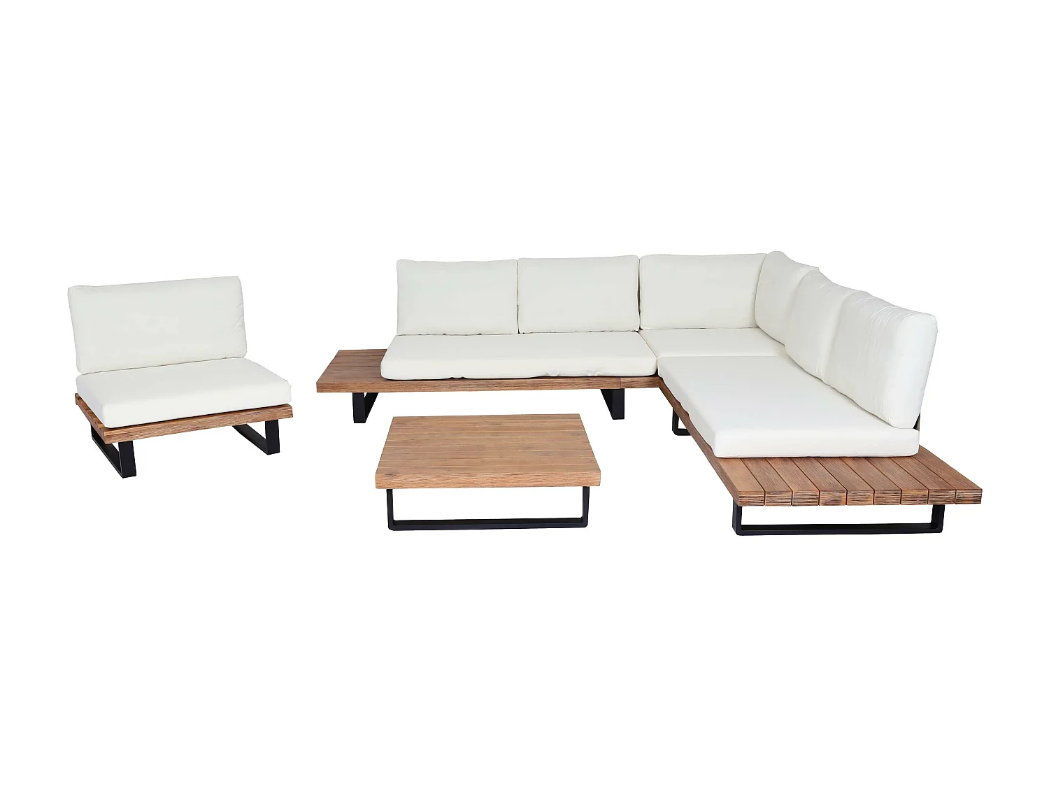 Tuinset MCW-H54 (set van 4),  lichtbruin, bekleding crème wit