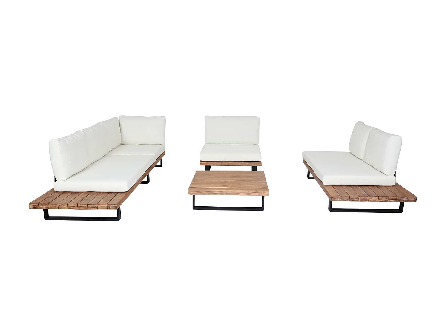 Tuinset MCW-H54 (set van 4),  lichtbruin, bekleding crème wit