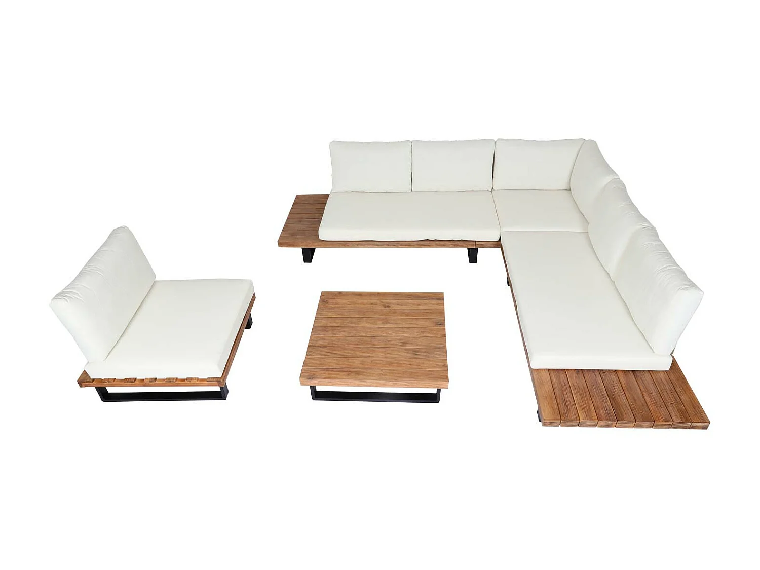 Tuinset MCW-H54 (set van 4),  lichtbruin, bekleding crème wit