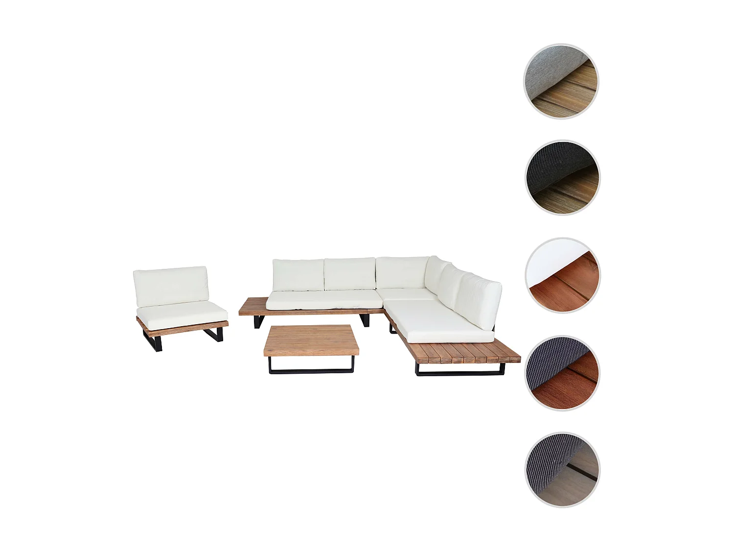 Tuinset MCW-H54 (set van 4),  lichtbruin, bekleding crème wit