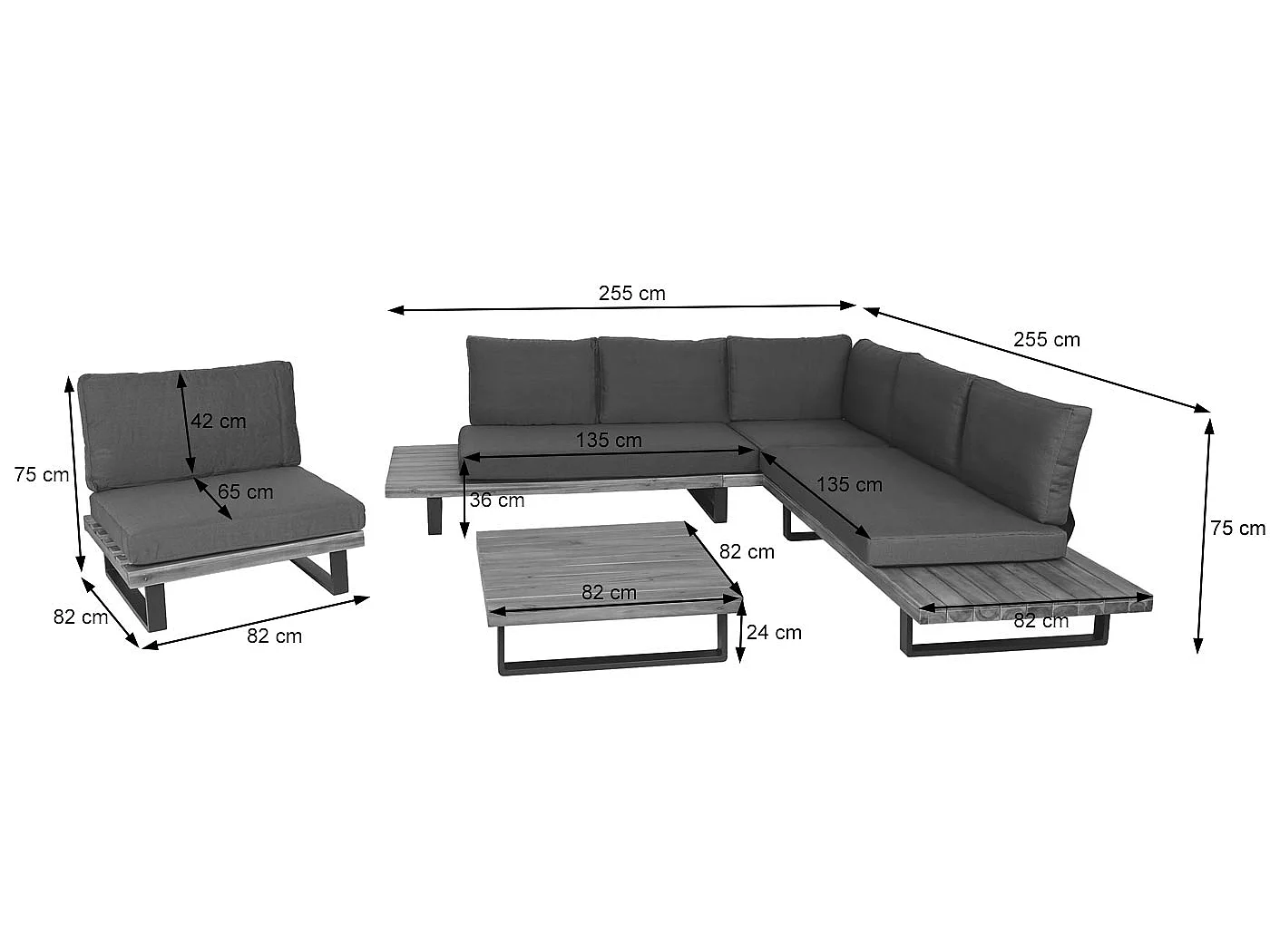 Zestaw ogrodowy MCW-H54 (zestaw 4-częściowy),  jasnobrązowy, tapicerka w kolorze kremowo-białym