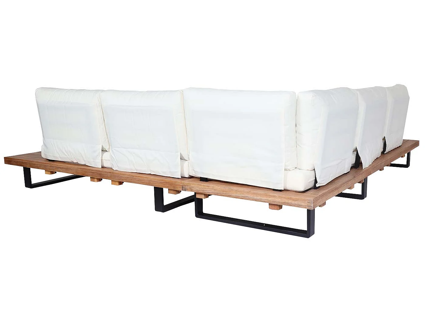 Zestaw ogrodowy MCW-H54 (zestaw 4-częściowy),  jasnobrązowy, tapicerka w kolorze kremowo-białym