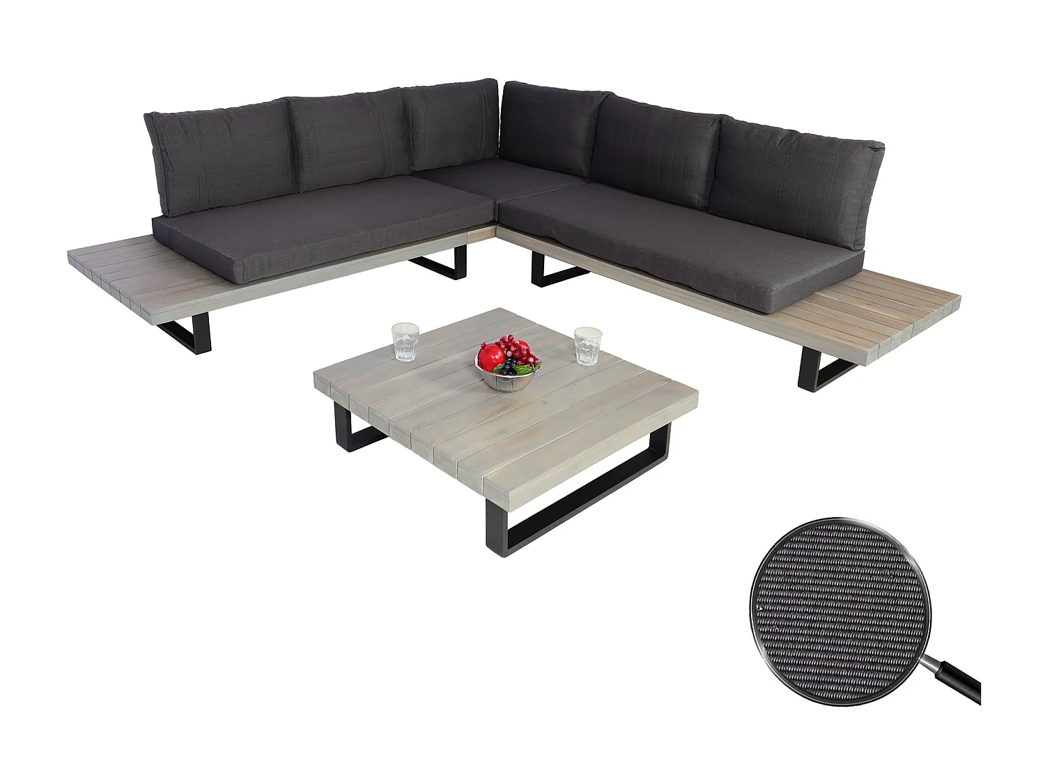 Tuinset MCW-H54 (set van 2),  grijs, donkergrijze bekleding