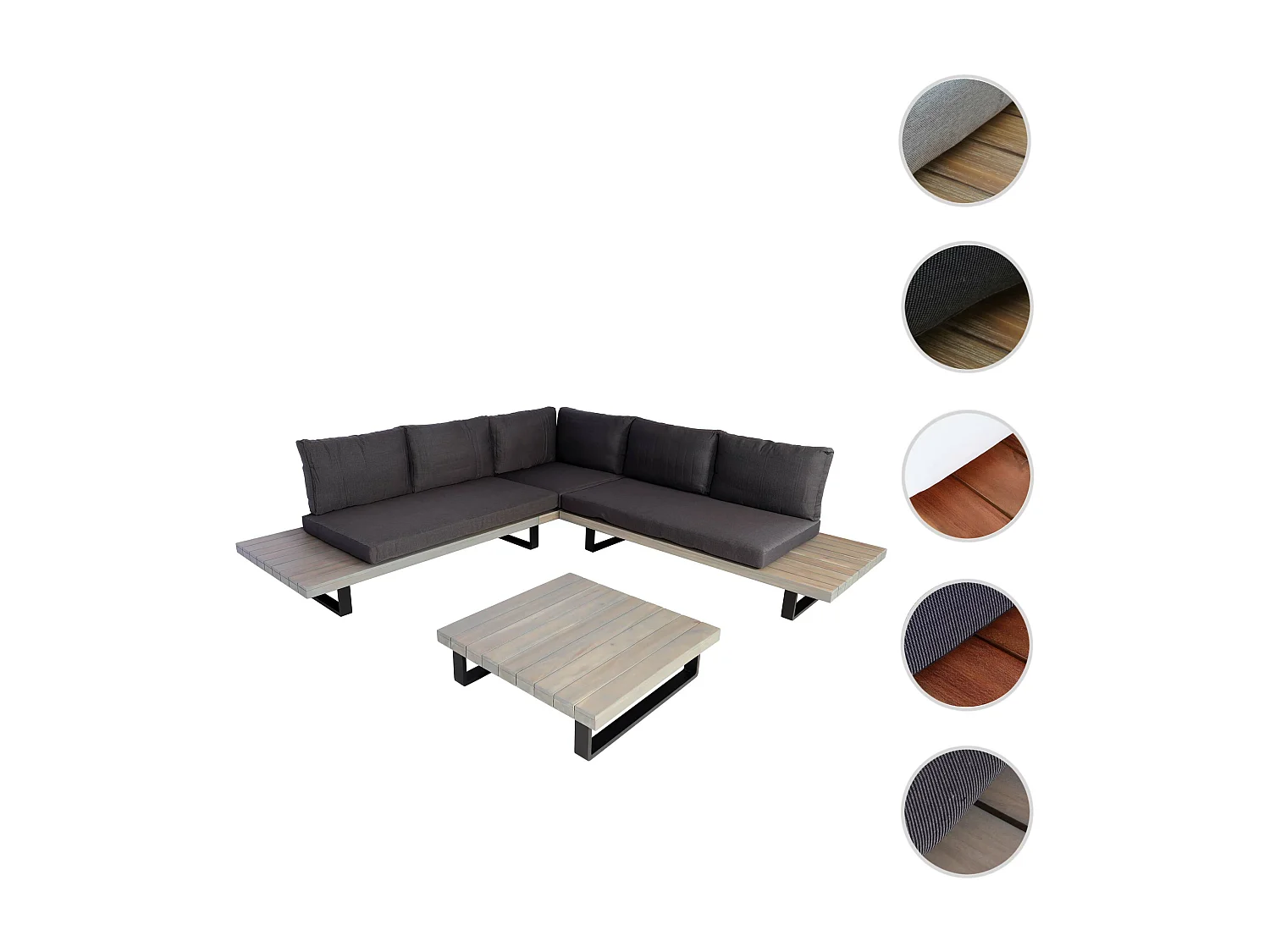 Tuinset MCW-H54 (set van 2),  grijs, donkergrijze bekleding