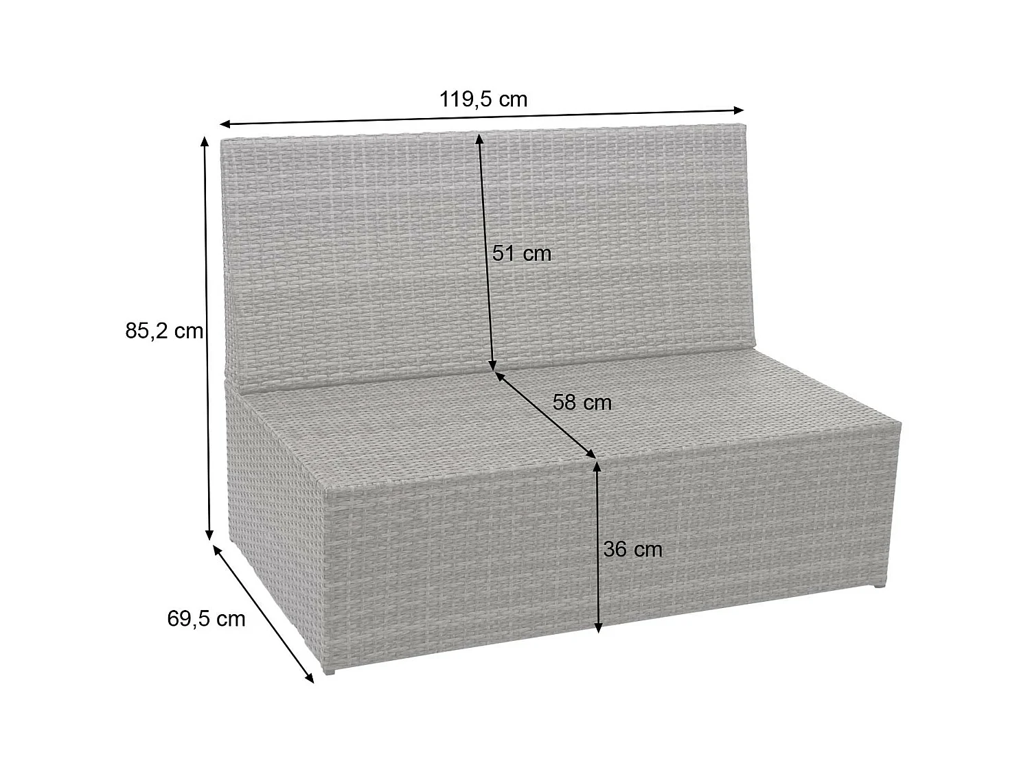 Polyrotan set MCW-G16 (3-delig),  grijs, donkergrijze kussens