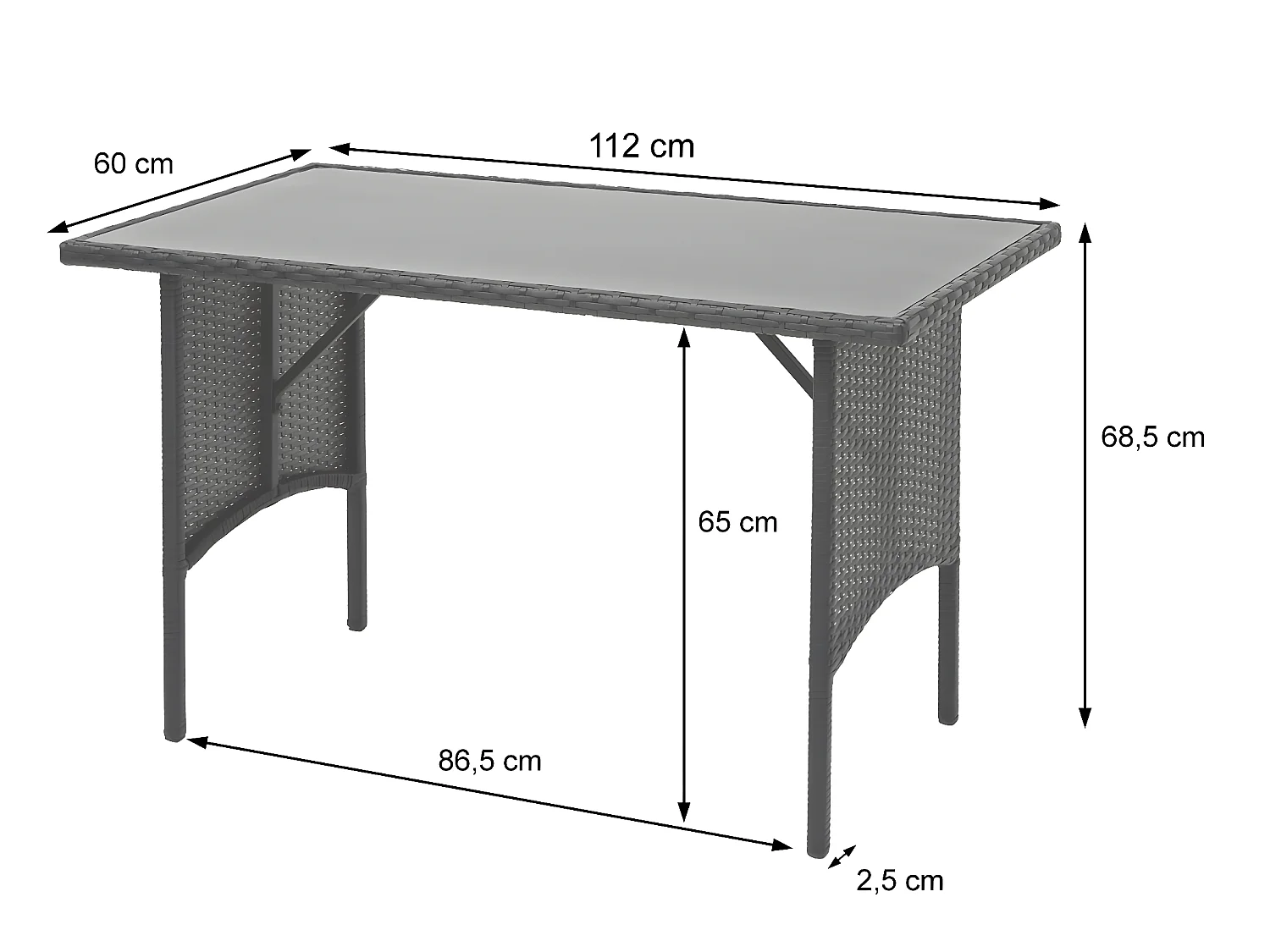 Polyrotan set MCW-G16 (3-delig),  grijs, donkergrijze kussens