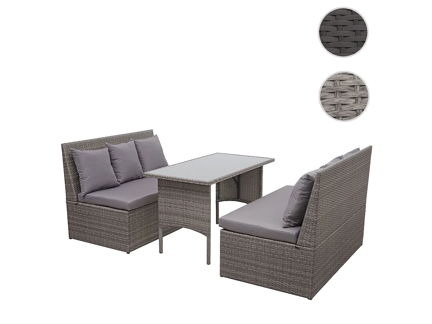 Zestaw MCW-G16 (3 części),  szary, poduszki ciemnoszare