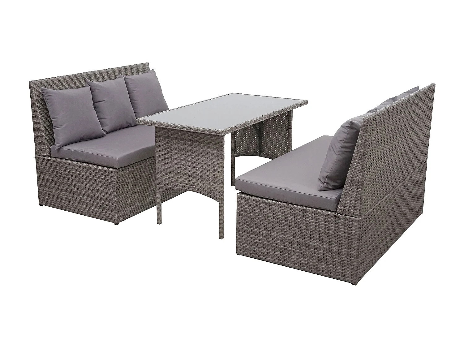 Garnitur MCW-G16 (3-teilig), Grau, Kissen dunkelgrau