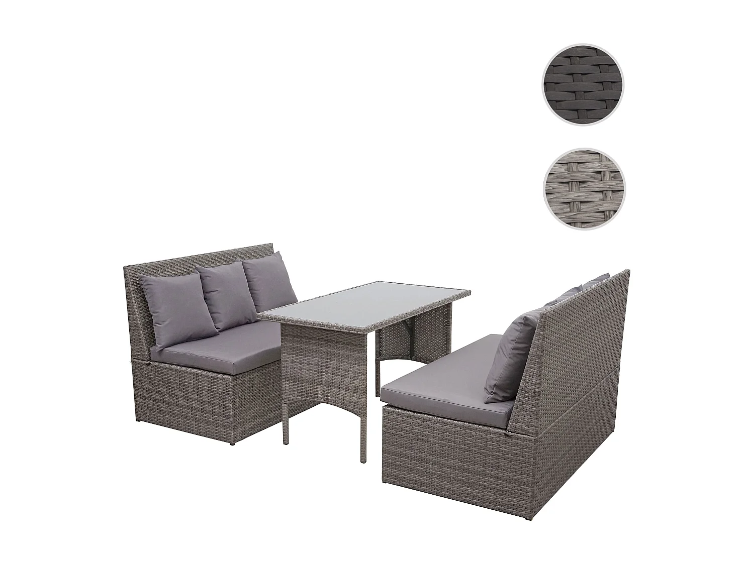 Garnitur MCW-G16 (3-teilig), Grau, Kissen dunkelgrau