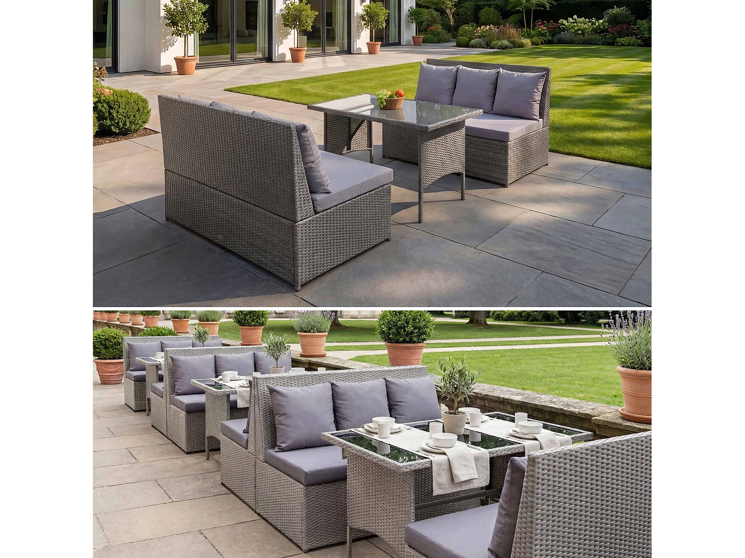 Zestaw MCW-G16 (3 części),  szary, poduszki ciemnoszare