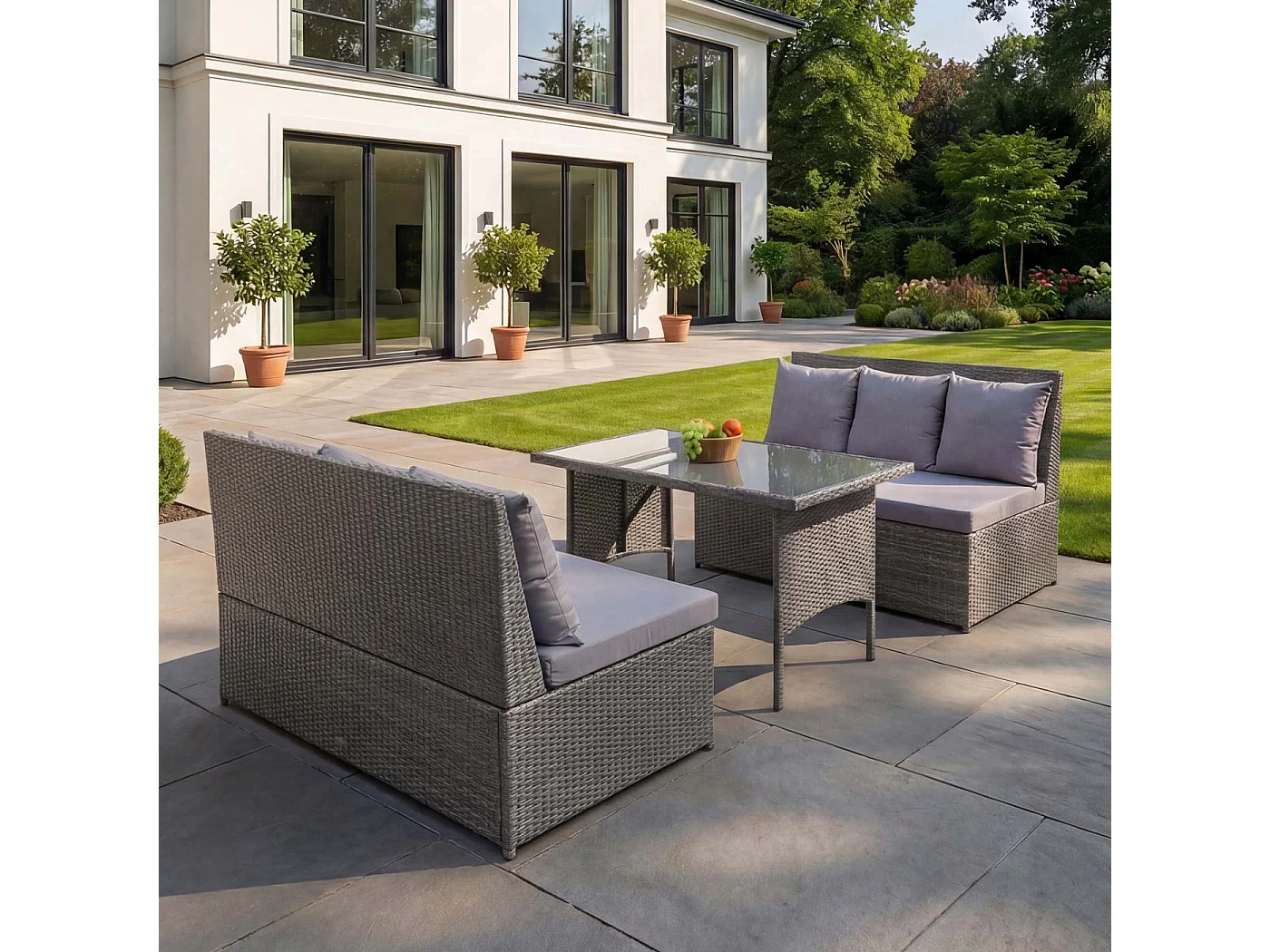 Zestaw MCW-G16 (3 części),  szary, poduszki ciemnoszare