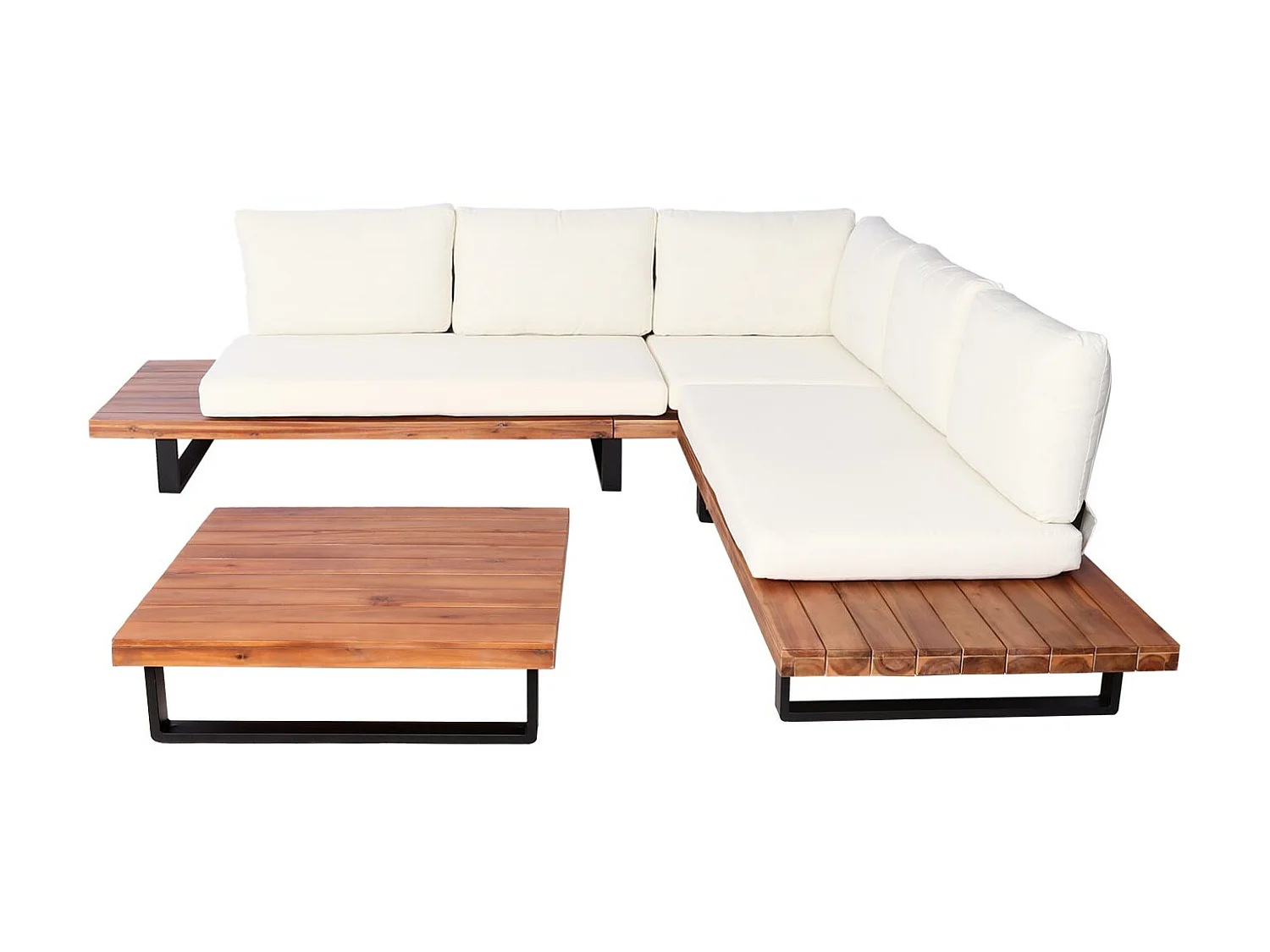 Garten-Garnitur MCW-H54 (2er-Set), Braun, Polster cremeweiß