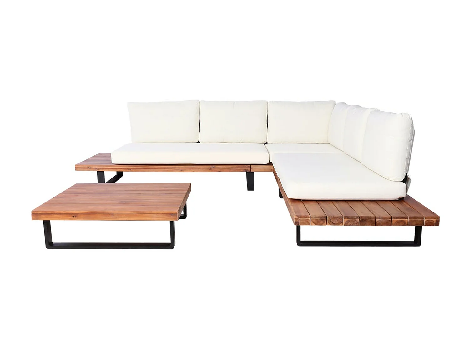 Garten-Garnitur MCW-H54 (2er-Set), Braun, Polster cremeweiß