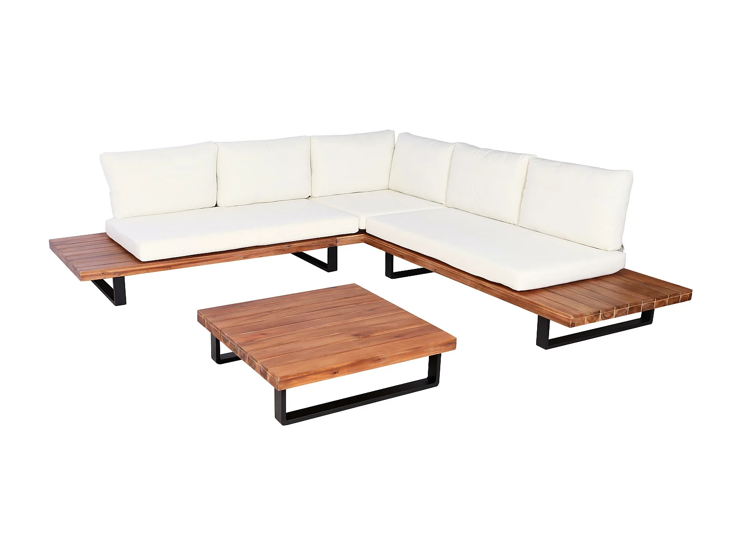 Garten-Garnitur MCW-H54 (2er-Set), Braun, Polster cremeweiß