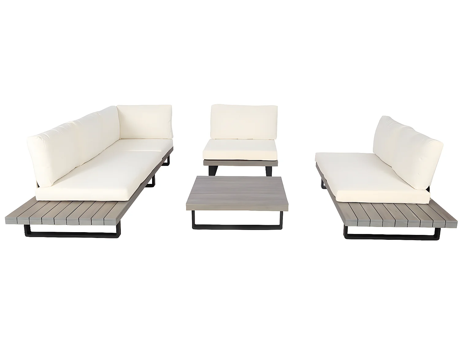 Tuinset MCW-H54 (set van 4),  grijs, bekleding crème wit